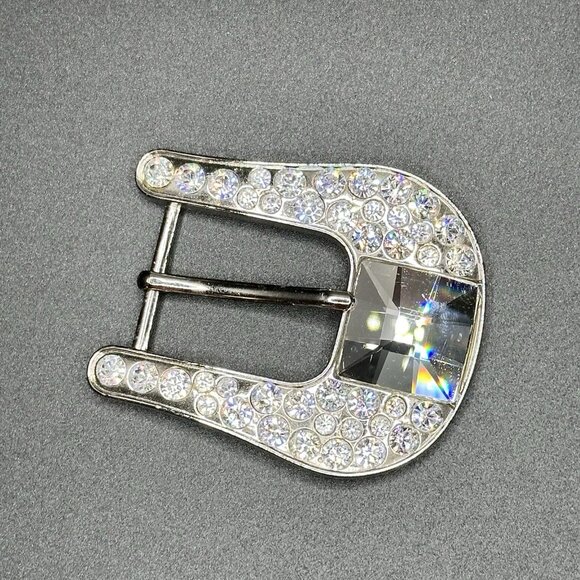 BB Simon Belt Buckle Silver Swarovski Crystals Bling Fits 1” Show Cowgirl - Picture 4 of 10